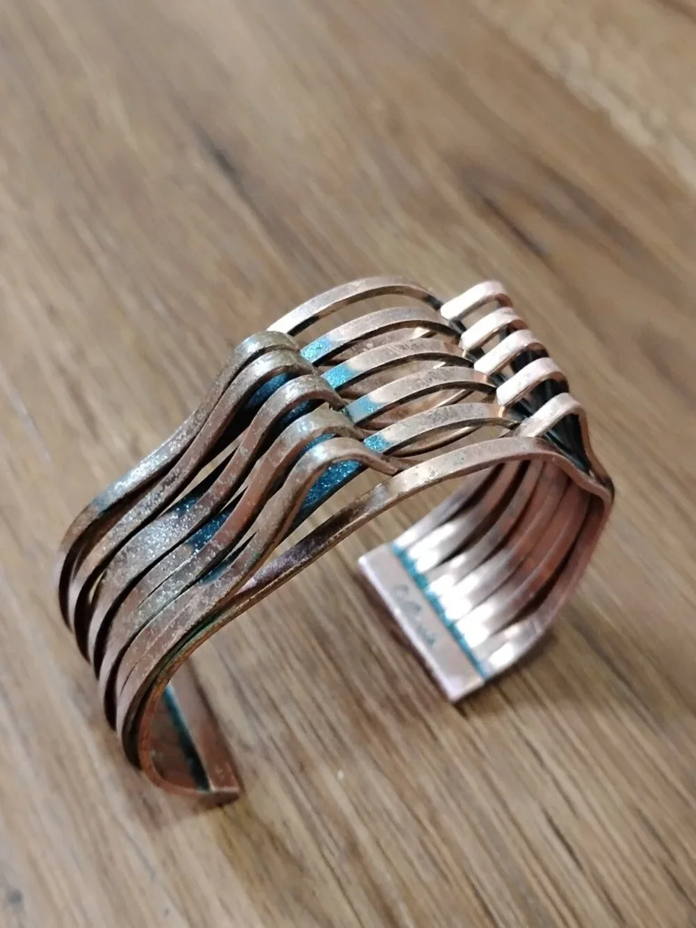 Vintage MCM Renoir Interplay Wave Copper Cuff Bracelet